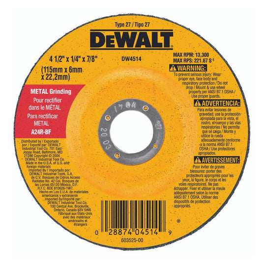 DeWALT DW4514 4-1/2″ 115mm High-Performance Metal Grinding Wheels